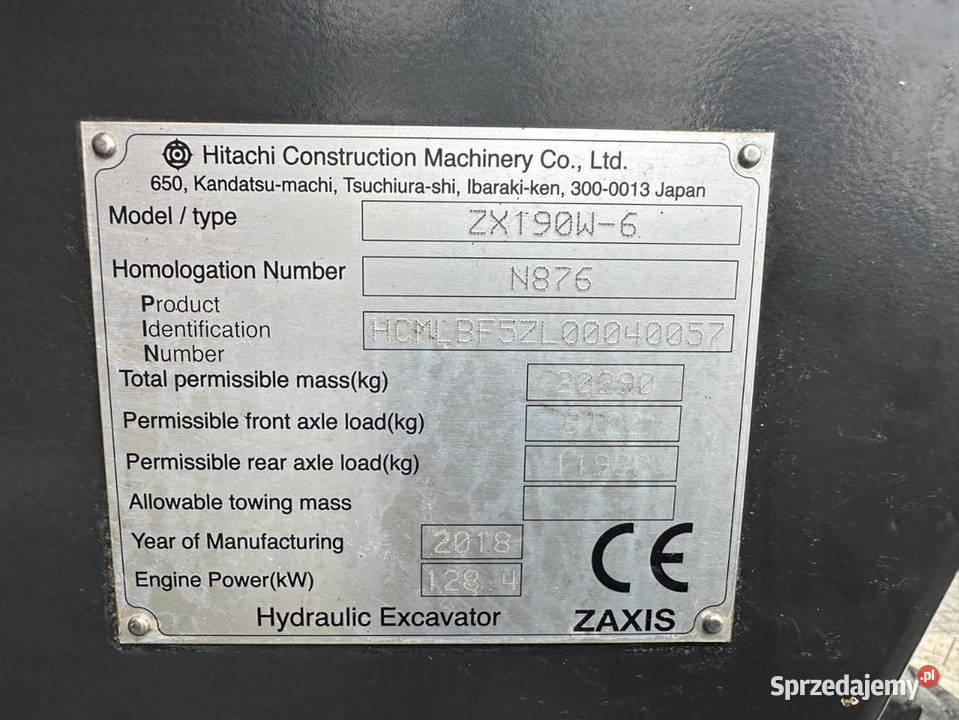 Koparka kolowa Hitachi ZX 190 W6 Warszawa