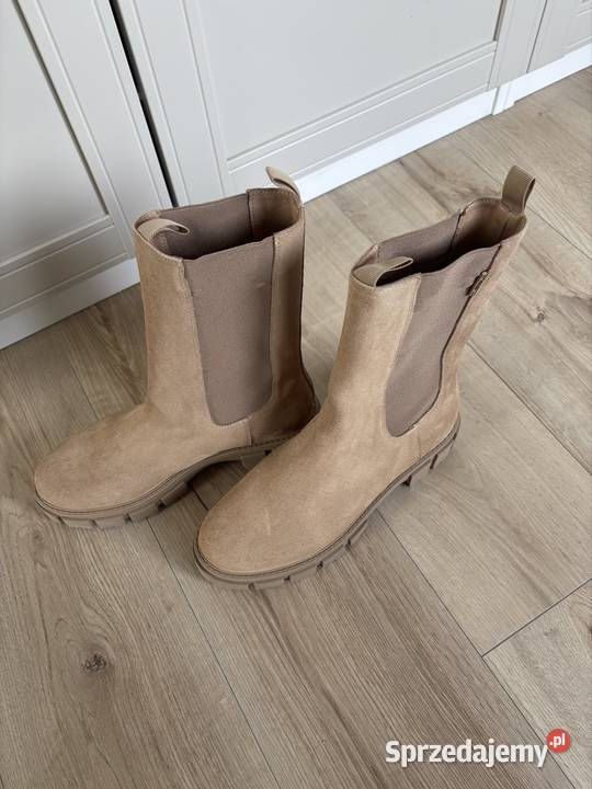 Beżowe botki Wojas skóra Milówka