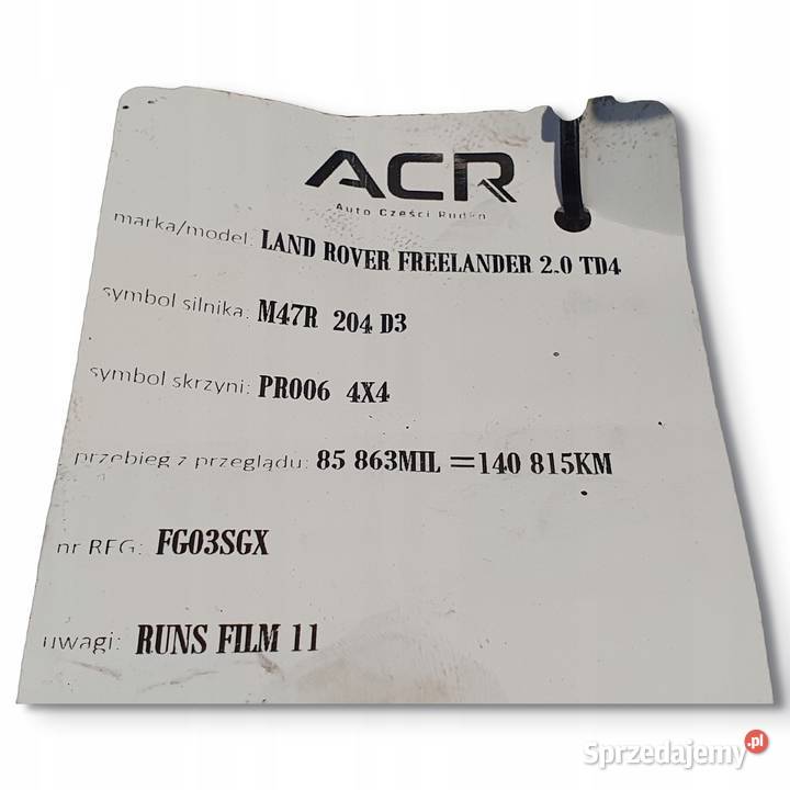 ROZRUSZNIK Land Rover Freelander 20 TD4 denso Układ elektryczny silnika Chełm