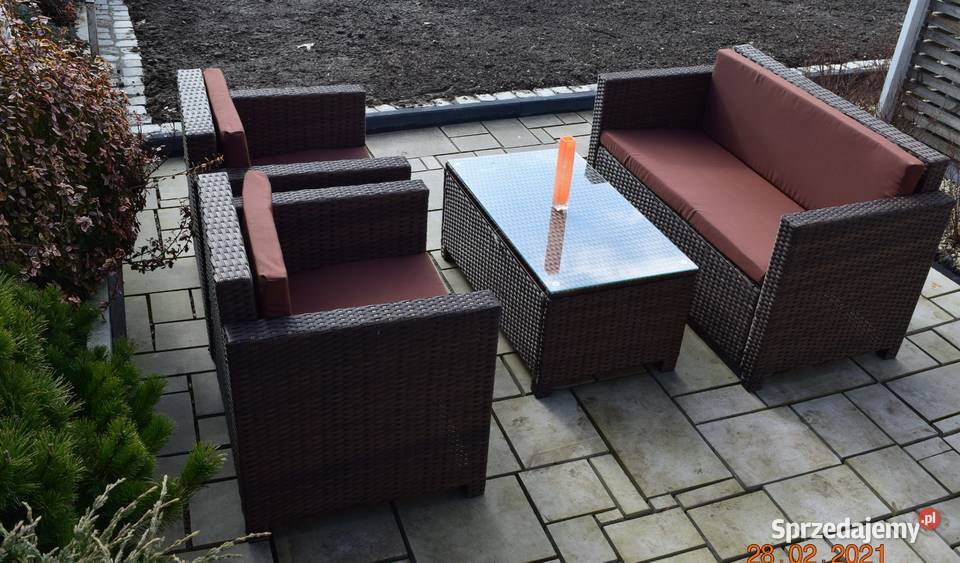 Zestaw kawowy technorattan brąz sofa 2osobx2 beże i brązy  małopolskie Bosutów