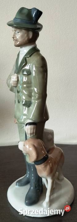 porcelanowa figurka myśliwego z psem śląskie
