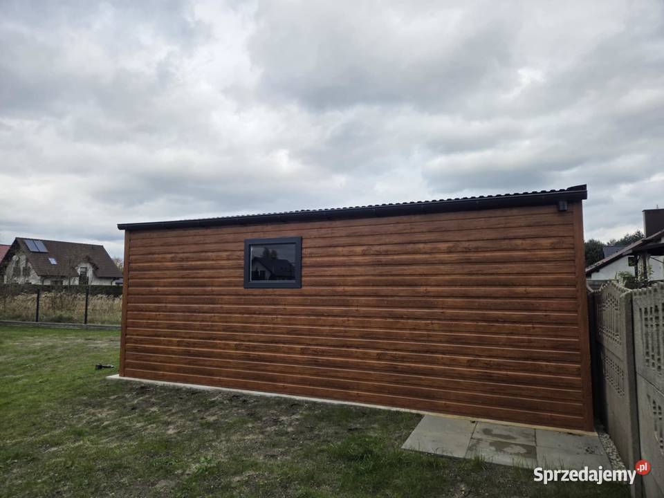 Garaż Blaszany Premium 55x6m spad na prawo złoty Rzeszów