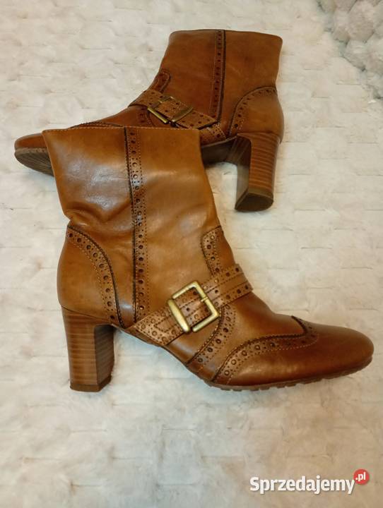 38 Real Leather brązowe Skórzane Botki Kraków sprzedam