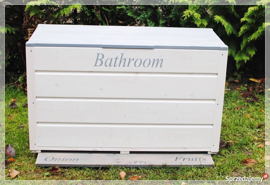 Drewniana skrzynia pojemnik do łazienki biały Szczecin