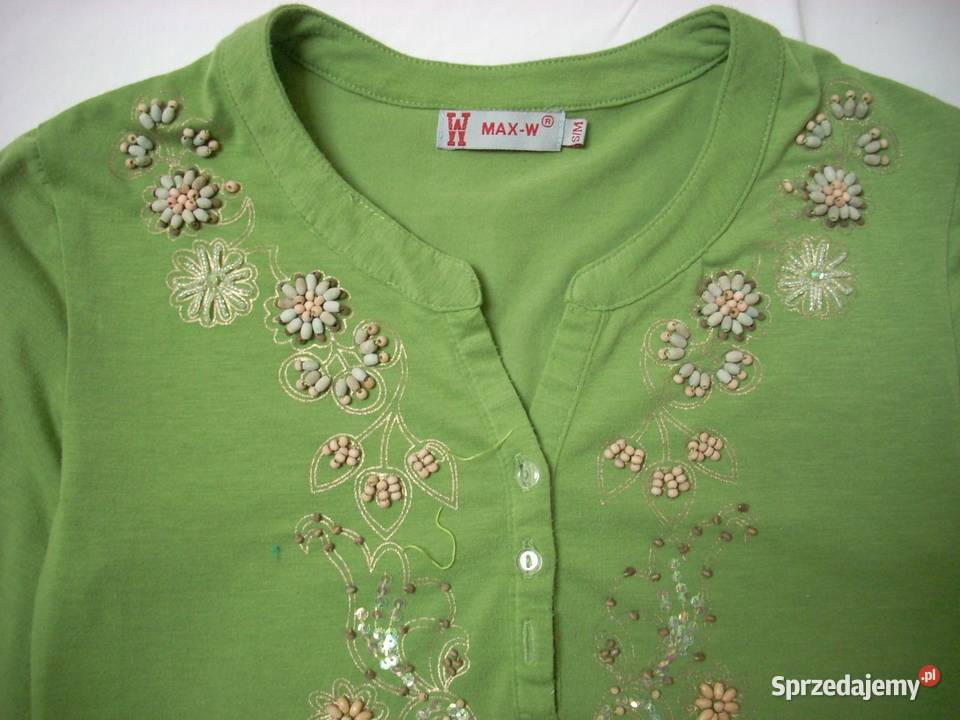 Zielona Bluzka Koraliki 36 38 Rozmiar 36(S) Nowy Sącz sprzedam