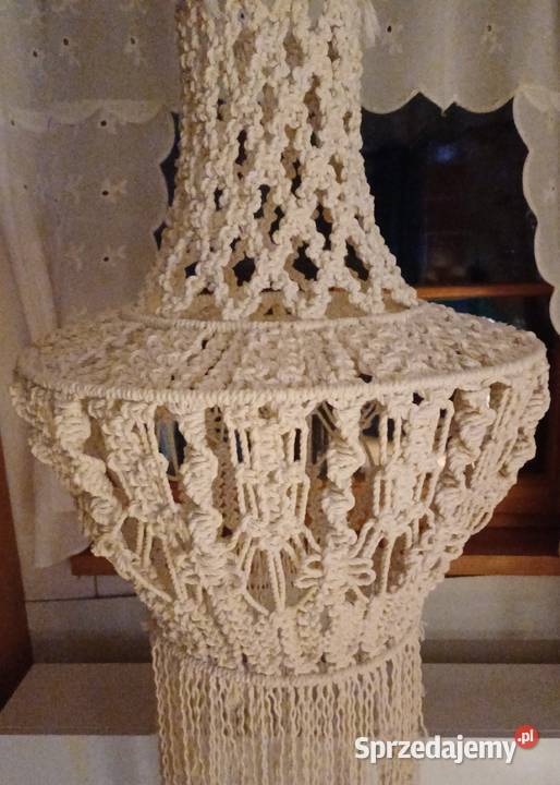 Biały abażur lampion wiszący makrama 5mm 3PLY Kraków