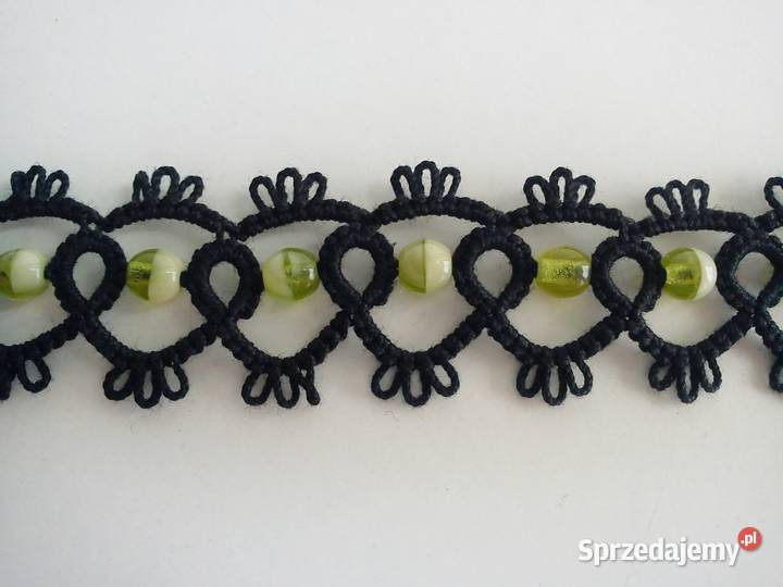 Bransoletka frywolitkowa Wiśniowa