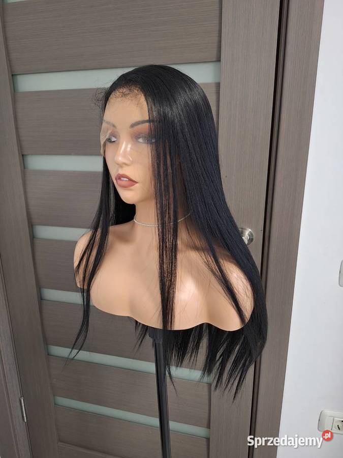 Czarny długi koronkowy peruk Malbork