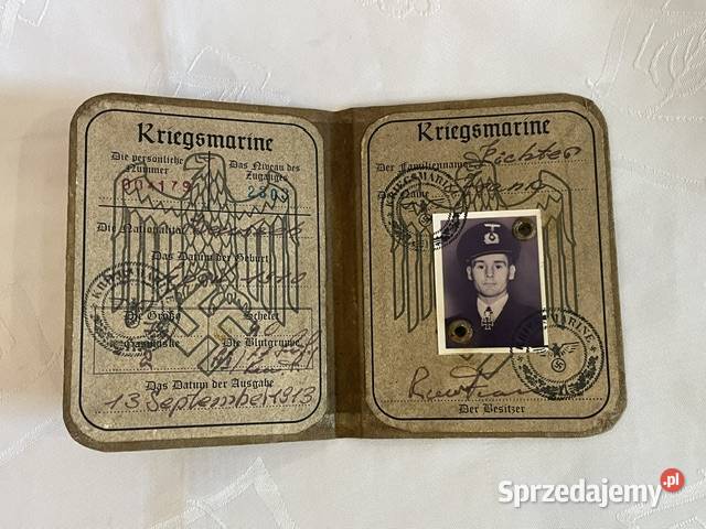 Legitymacja wojskowa Kriegsmarine Frank Richter Kraków