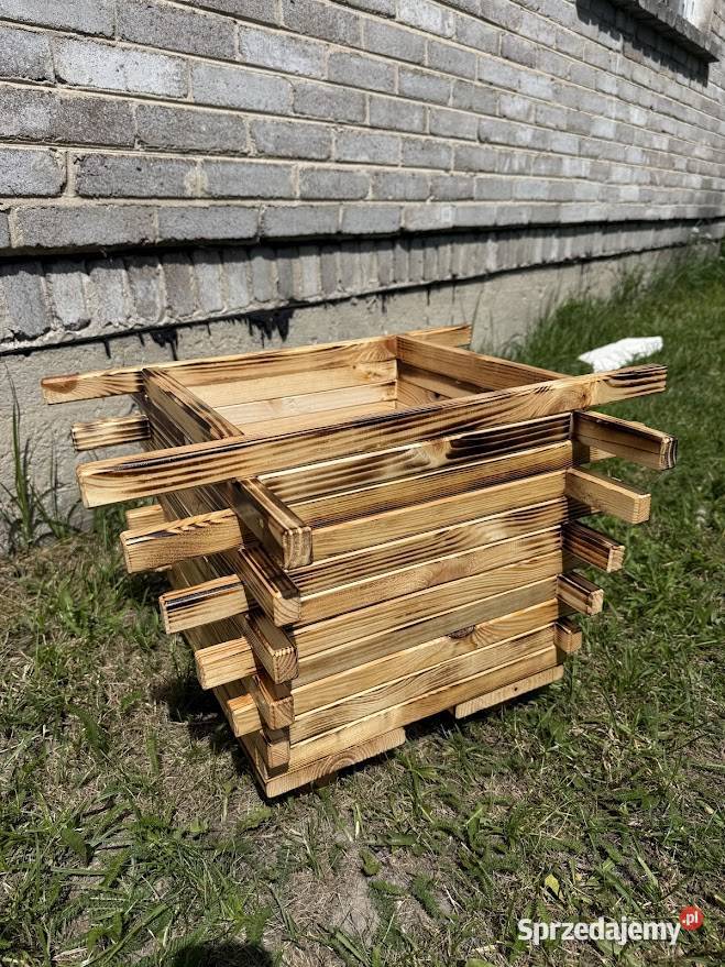 Drewniana doniczka kwadratowa 55x55 opalana na Ostrowiec Świętokrzyski sprzedam