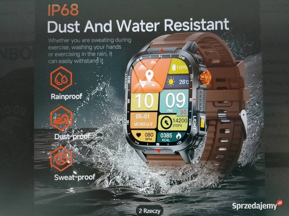 Smartwatch Fitness Tracker czarny z akumulatorem Zgierz