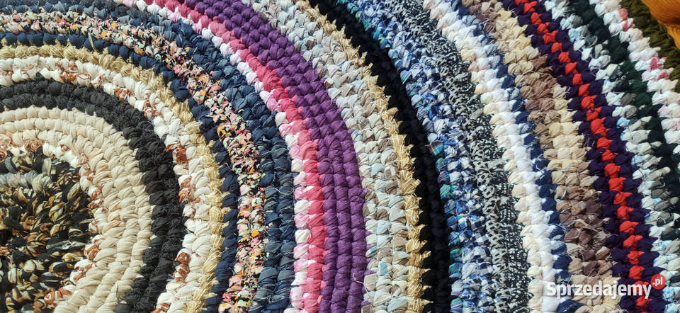 Dywan okrągły średnica 126 rękodzieło zero waste Łódź