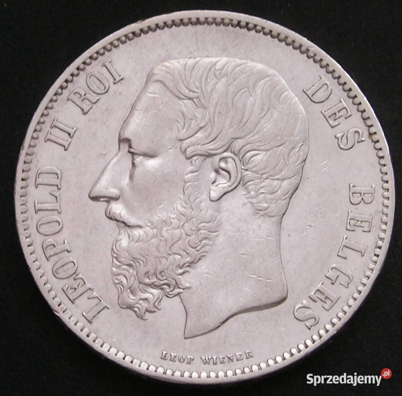 Belgia 5 franków 1868 Leopold II srebro łódzkie