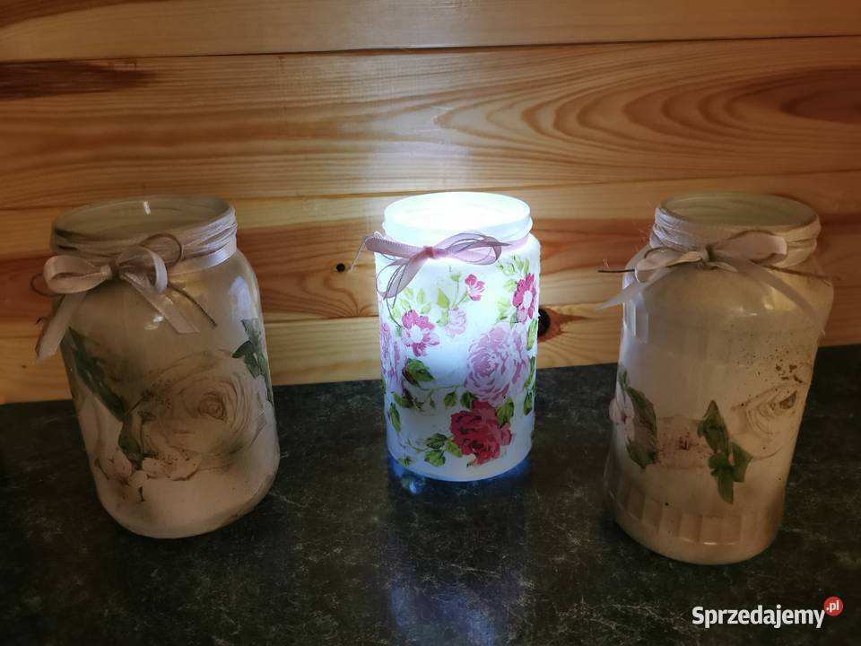 Zdobione słoiki decoupage lampiony na świece Ruda Śląska