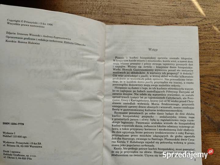 Potrawy z hiszpańskiej tawerny Janina Pałęcka Kraków sprzedam