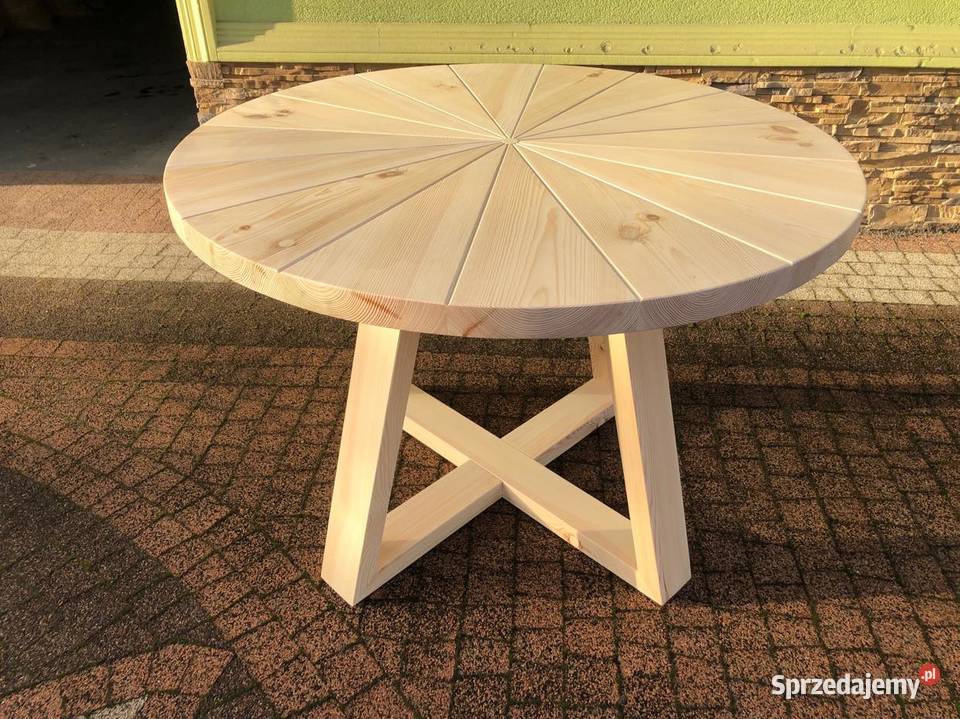 Stół ogrodowy okrągły drewniany 100 110 120 130 Ogród sprzedam