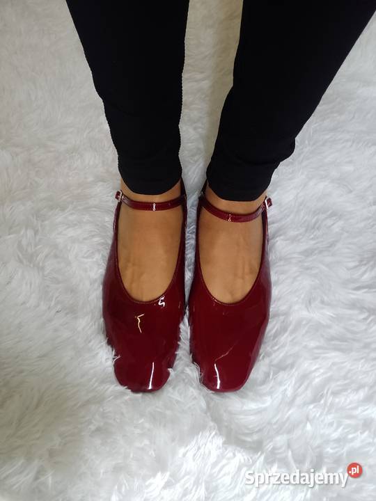 4041 Bordowe Baleriny wieczorowe z zapięciem Balerinki Kraków