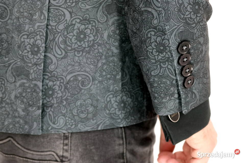 GIOVANNI PERA Marynarka Męska D803 Czarno Szara