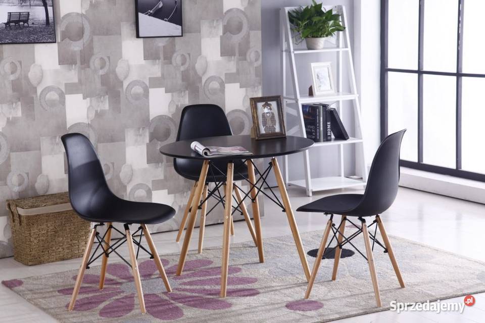 Zestaw czterech krzeseł do salonu jadalni czarne Bielsk Podlaski