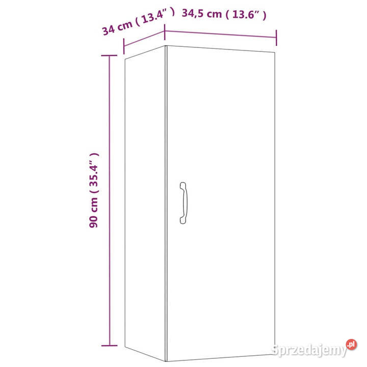 Szafka wisząca szarość betonu 345x34x90 WM812433 Warszawa