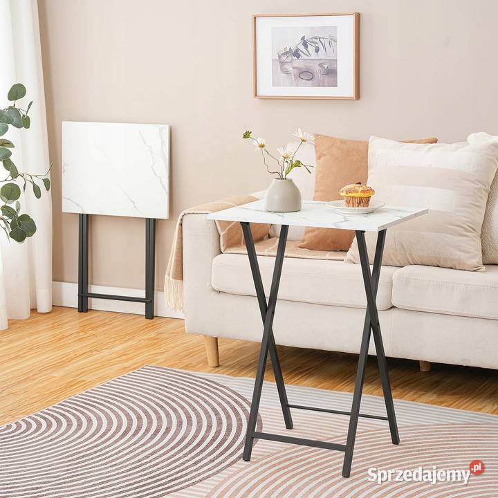 HOOBRO Stolik Składany Marmur Czarny Mały Myszyniec