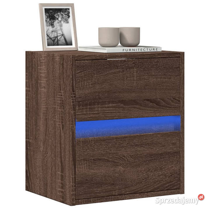 Ścienna szafka TV z LED brązowy dąb 41x31x45 Warszawa
