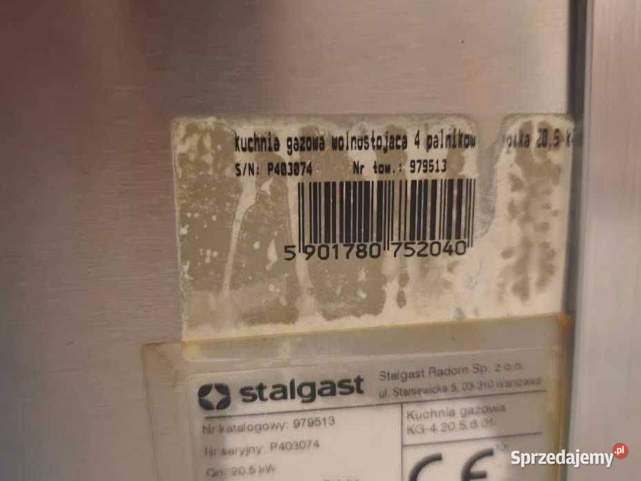 Kuchnia gazowa Stalgast 4palnikowa 205 kW LPG Góra