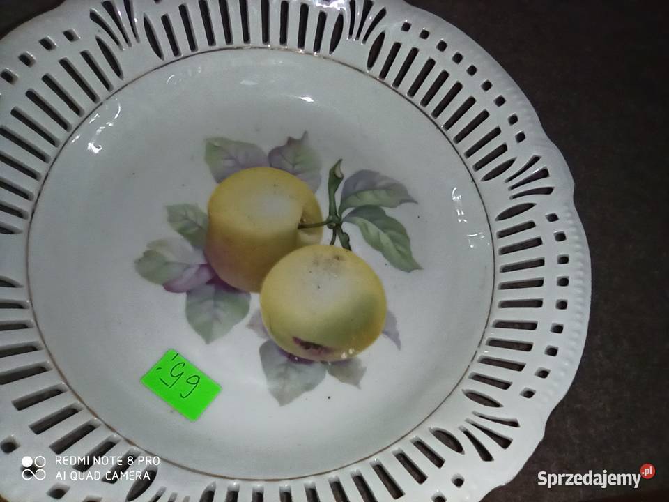 Porcelanowa ażurowa miseczka paterka Z owocami Gdańsk