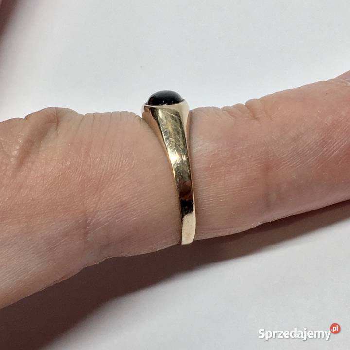 Złoty PIERŚCIONEK damski 585 14K cudowny ONYKS Pierścionki Warszawa