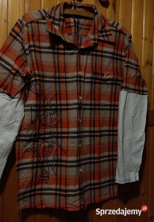 Koszula w kratkę pomarańczowo granatowa haft Rozmiar M Odzież codzienna Warszawa