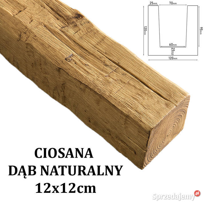 Belka Rustykalna Ciosana 12x12 DĄB NATURALNY Gdów