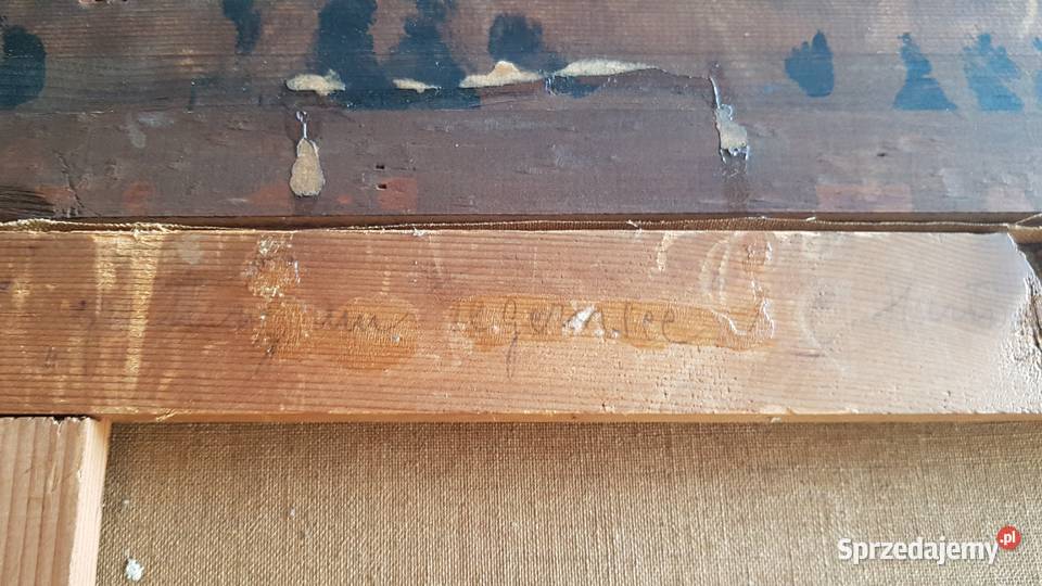 Stary duży olejny obraz pejzaż C Hartwig Dąbrowa Górnicza sprzedam