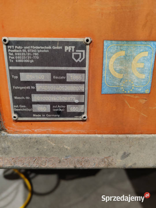 Pompa do transportu zapraw PFT Silomat D1140 na Włosty sprzedam