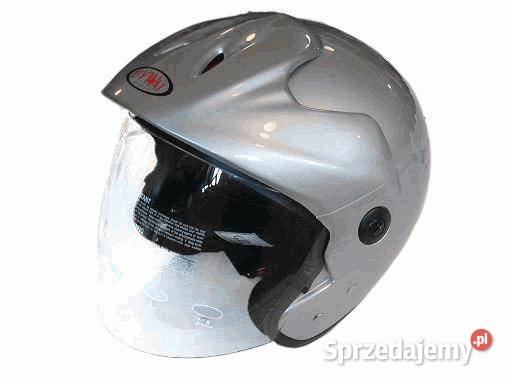 KASK OTWARY SREBRNY Z SZYBĄ I DASZKIEM Mrągowo sprzedam