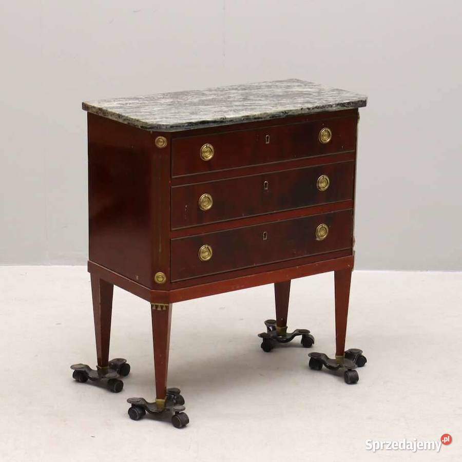 Komoda marmur intarsja Gustawiański XX w Budzyń