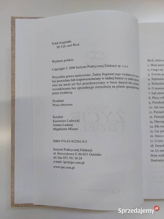 Moje życie I dzieło Henry Ford Warszawa sprzedam