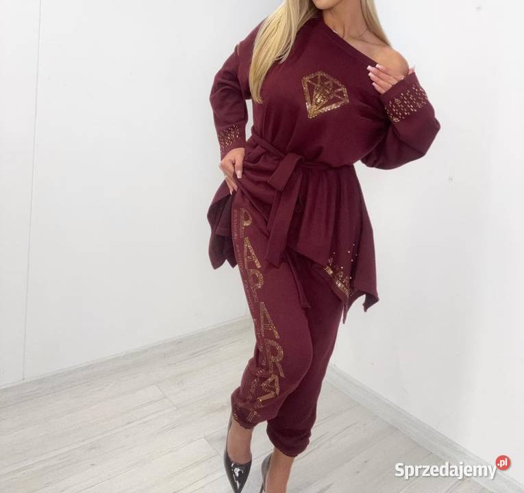 Paparazzi Fashion komplet damski bordo pasek Odzież damska Żory sprzedam