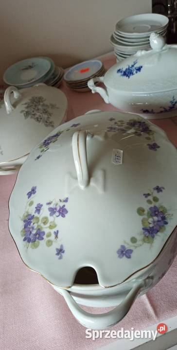 Olbrzymia Waza Fiołki Bohemia Feston Made in