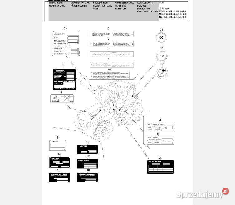 Valtra 6250 6850 8050 8950 6250HI 6350HI katalog Pozostałe sprzedam
