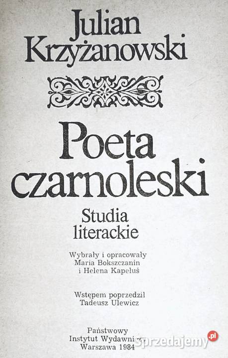 Poeta czarnoleski Studia literackie Julian lubelskie
