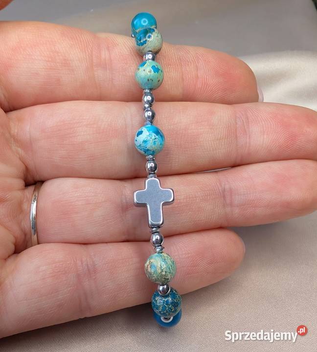 Bransoletka różaniec kamienie jaspis cesarski Katowice