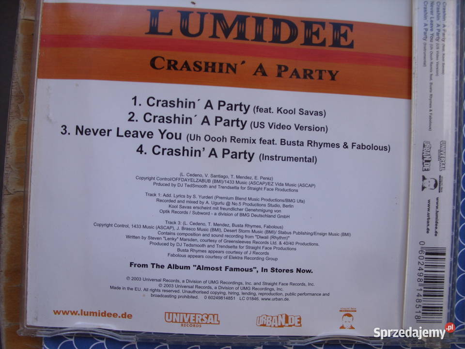 RAP singiel CD LUMIDEECRASHIN A PARTY 2003 Wołów