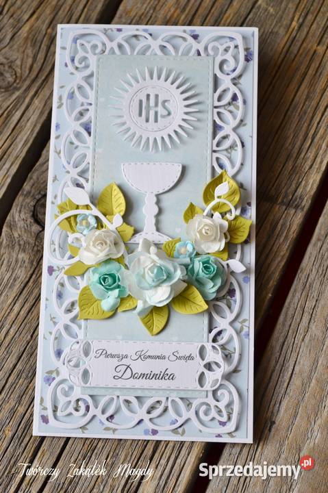 Kartka na Komunię z kielichem format DL Słupsk