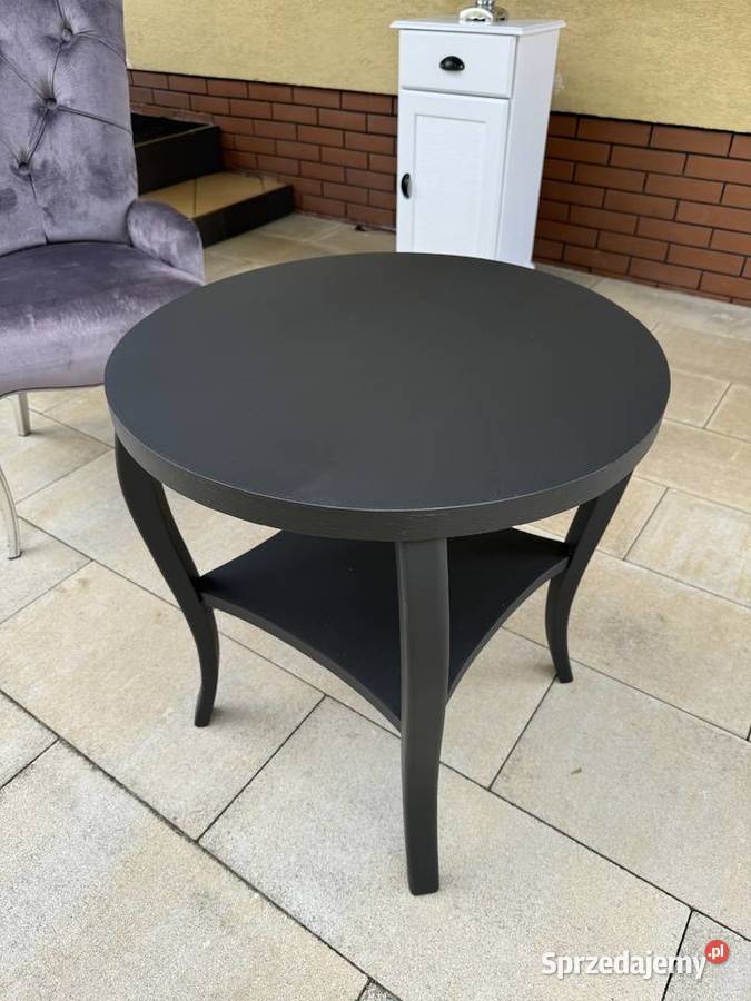 Stolik czarny stylowy okrągły na giętych nogach mazowieckie
