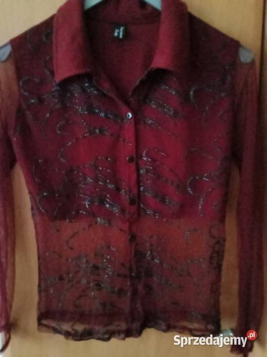 Bluzka ozdobnakolor burgund z kołnierzykiem łódzkie Łódź