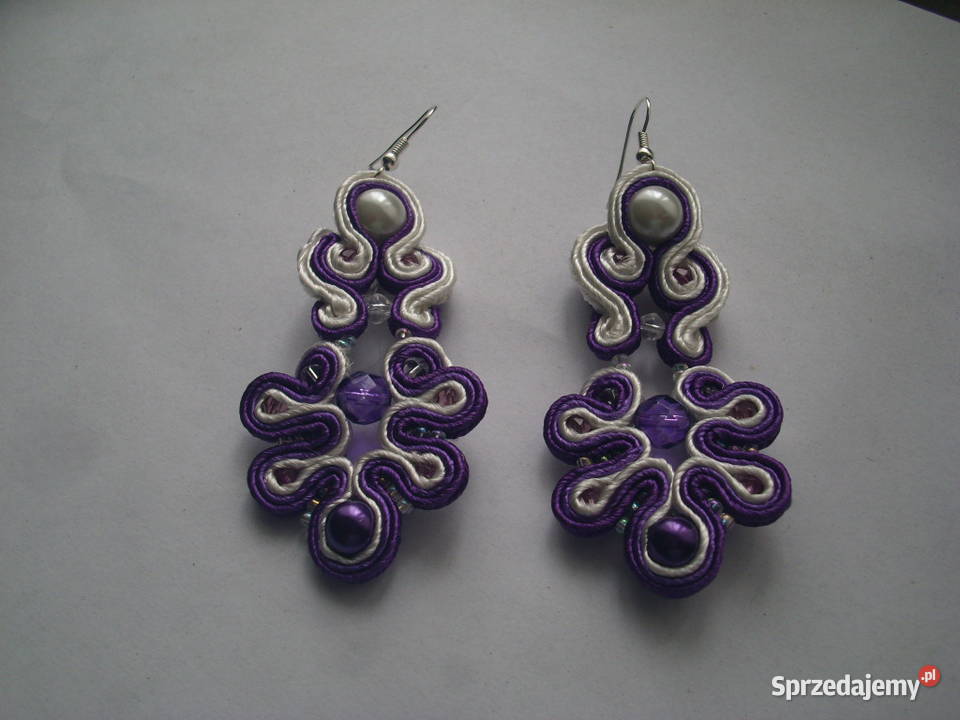 Kolczyki fioletowe sutasz białe śląskie