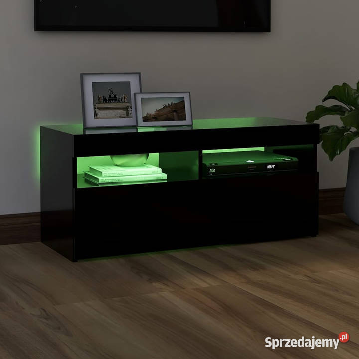 Szafka pod TV z oświetleniem LED czarna 90x35x40 Warszawa