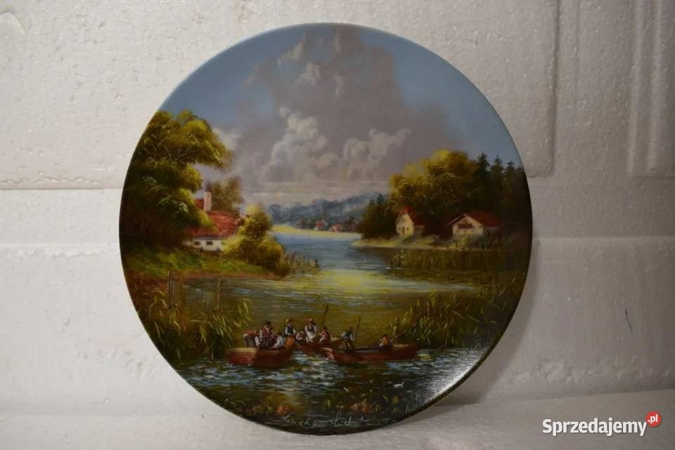 Talerz ozdobny Spław rybaków Seltman Weiden Porcelana i szkło kujawsko-pomorskie Chełmno