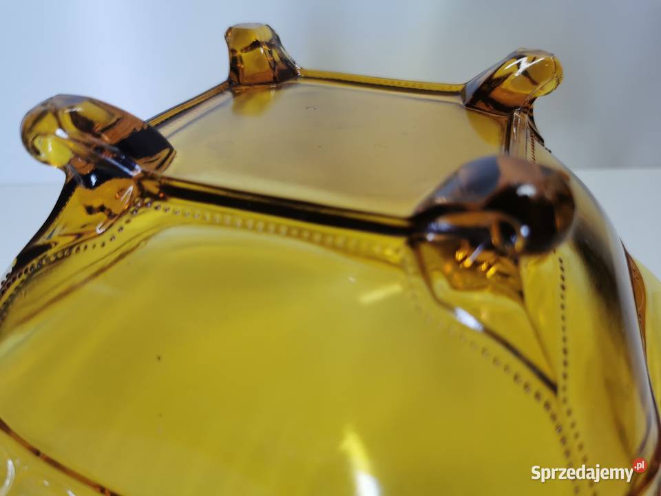 miodowa salaterka na nóżkach Porcelana i szkło