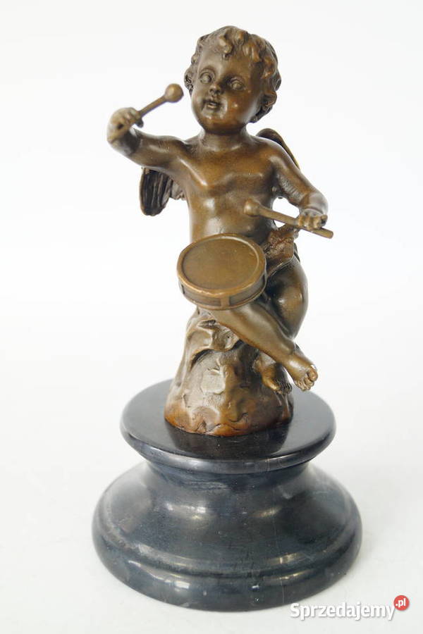 Figura z brązu grający amor putto rzeźba 3 wielkopolskie Gizałki